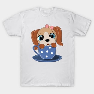 Cute puppy sitting in a glass T-Shirt
